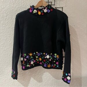 Christmas in July 🎄Vintage Lisa Nichols jeweled Sweater - Size Small
